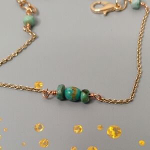 Genuine Kingman turquoise gold bracelet/anklet
